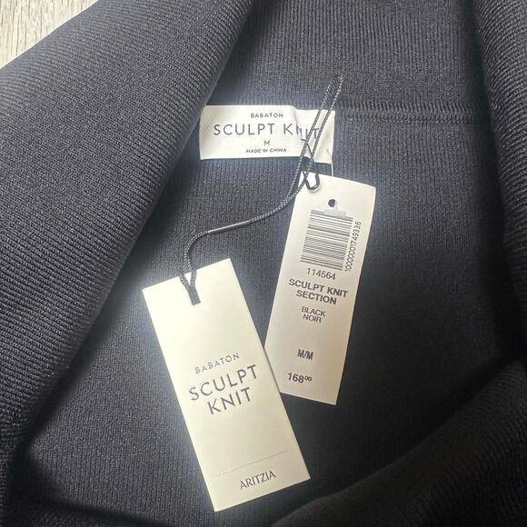 Aritzia Babaton Sculpt Knit Section Dress Black NEW - Picture 4 of 7